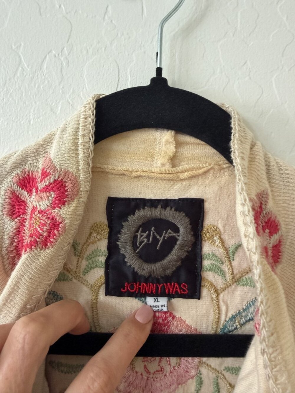 Johnny Was Biya Embroidered Krisly Wrap Cardigan Cream Rainbow - Picture 3 of 9